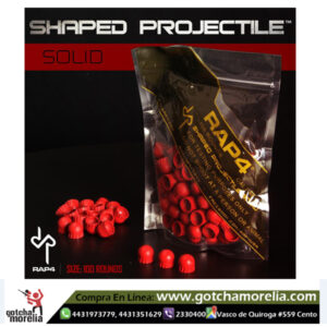 Proyectil en  Forma  Calibre .68 Sólido 100 Piezas Rojo